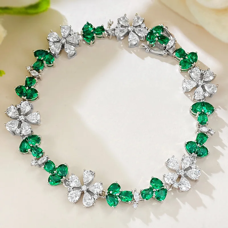 Fashion fine Jewelry Making S925 Silver Bracelet Luxury Set with Diamond Flower Bracelet Bracelet Jewelry