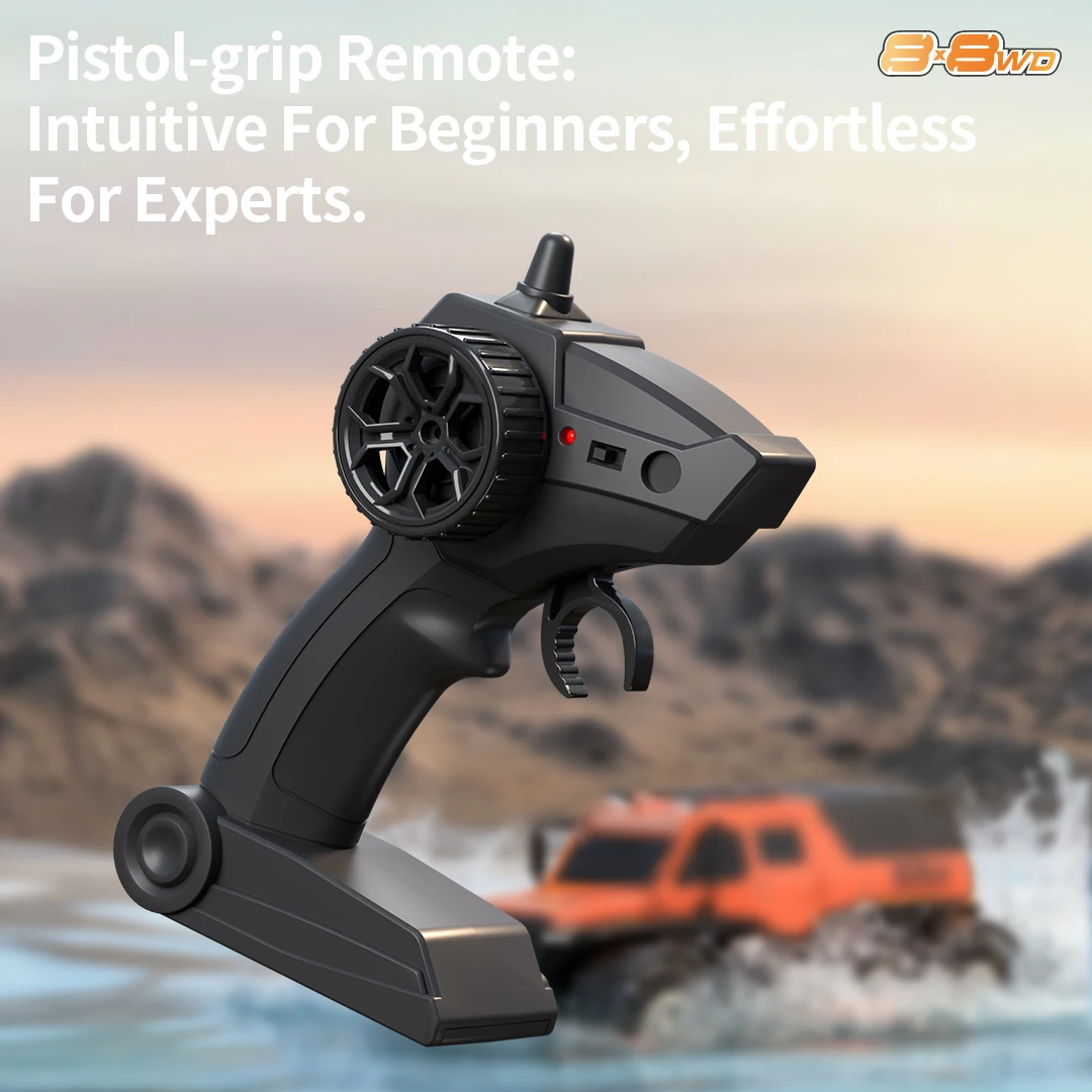 شاحنة RC برمائية لجميع التضاريس - سباق الانجراف المقاوم للماء بدقة 8WD للأولاد، لعبة نهائية للطرق الوعرة والماء، أفضل هدية عيد ميلاد للأطفال