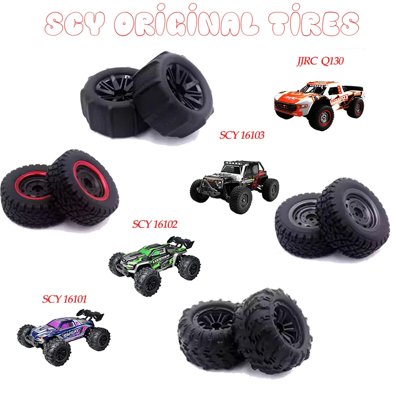 SCY Original 4PCS for SCY 16101 16102 16103 16104 16106 16201 JJRC Q130 Model Toy Accessories RC Car Sand Tire Non-slip Tire