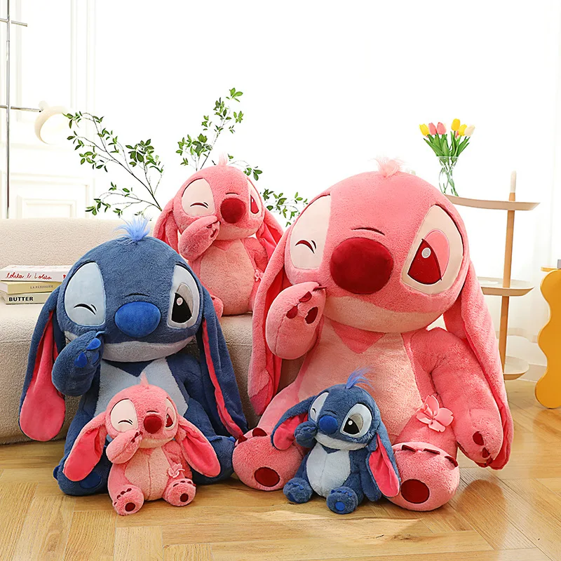 Kawaii Lilo and Stitch Plush Toys Disney Cartoon Pink Cherry Blossom Cute Anime Stich Doll Stuffed Plushie Soft Gift for Kids