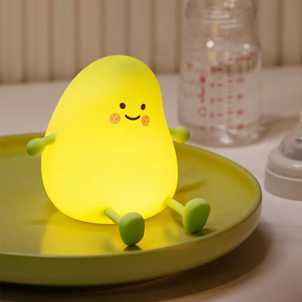 Cute Silicone Nursery Pear Night Light For Baby and Toddler Kawaii Fruit Sleeping NightLight Bedside Lamp For Kids Room