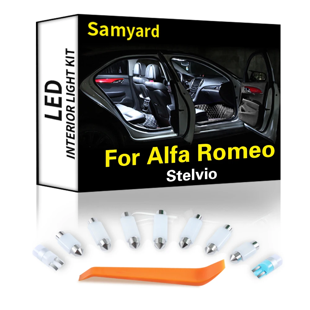 

Ceramics 11Pcs Interior LED For Alfa Romeo Stelvio Best Canbus Vehicle Bulb Indoor Dome Map Reading Light Auto Lamp Accessories