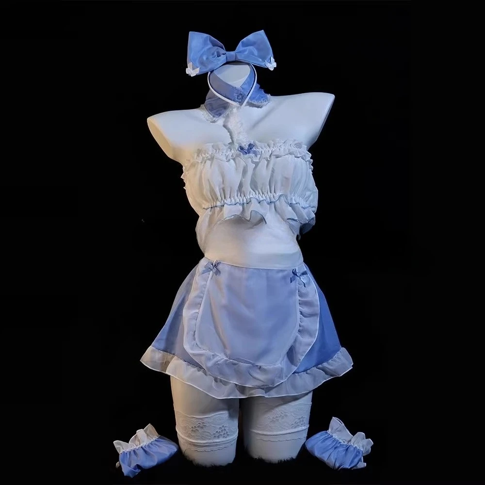 

2025 New Well-behaved Sexy Pajamas Maid Cos Uniform Pure Desire Wind Bow Underwear Set