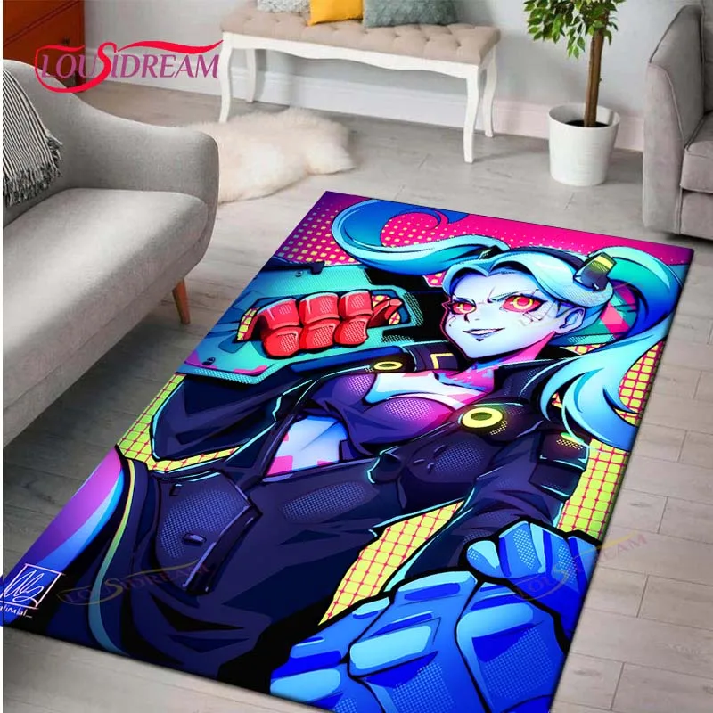 

Anime Cartoon Cyberpunk-Rebecca Rugs Carpets Large Mat Rug for Living Room Comfortable Soft Floor Mat for Bedroom Decor Non-slip