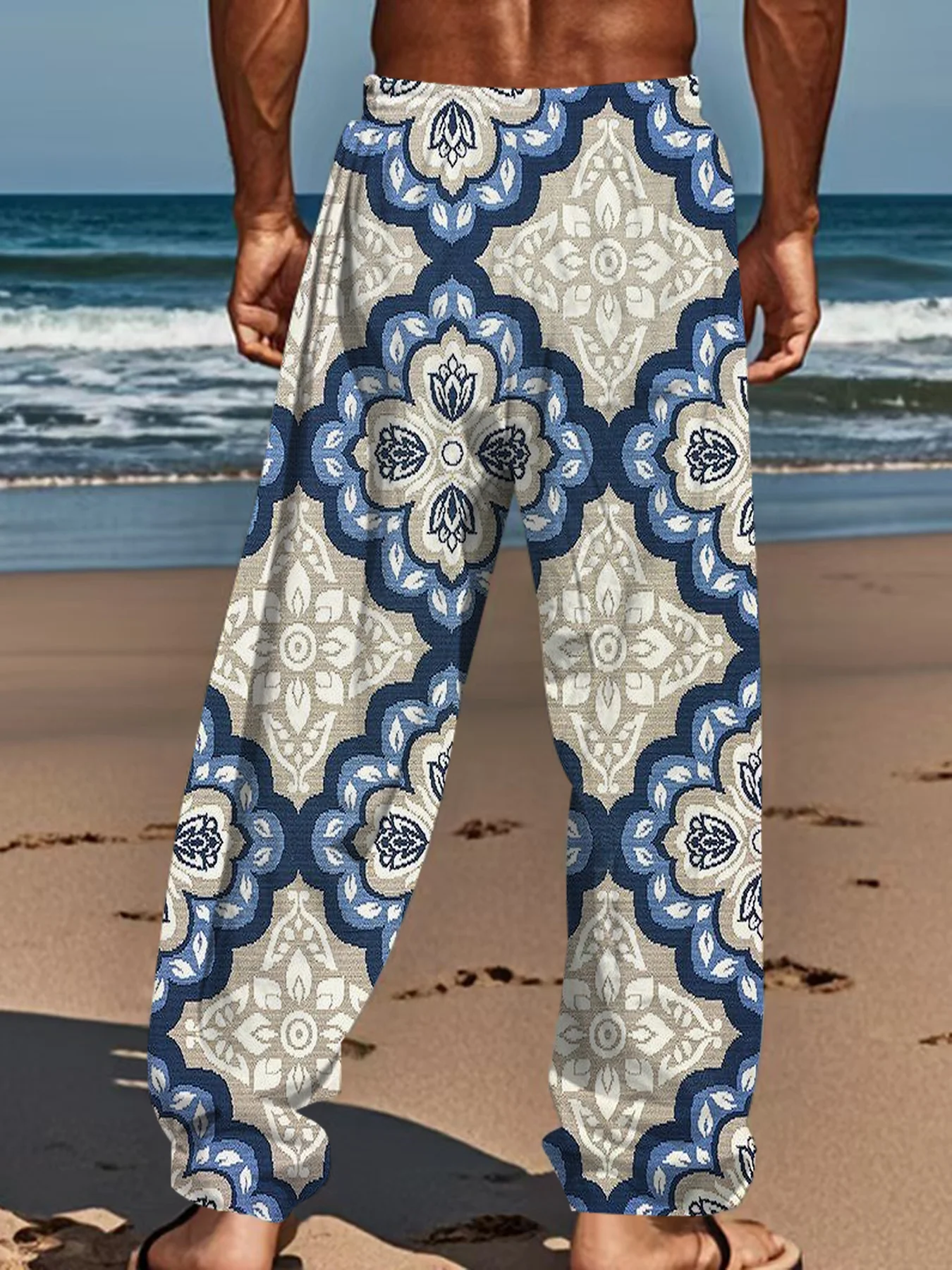 Neuheiten 3D-Optik-Kunstdruck Unisex Gerade Geschnittene Hose Lässige Weite Hose für Streetwear, Strandurlaub und Tägliche Ausflüge – Detail 6
