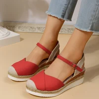 Women Closed Toe Wedge Sandals Women Summer Buckle Strap Gladiator Shoes Woman Fashion Espadrilles Platform Sandalias Mujer 2024 - Image 5