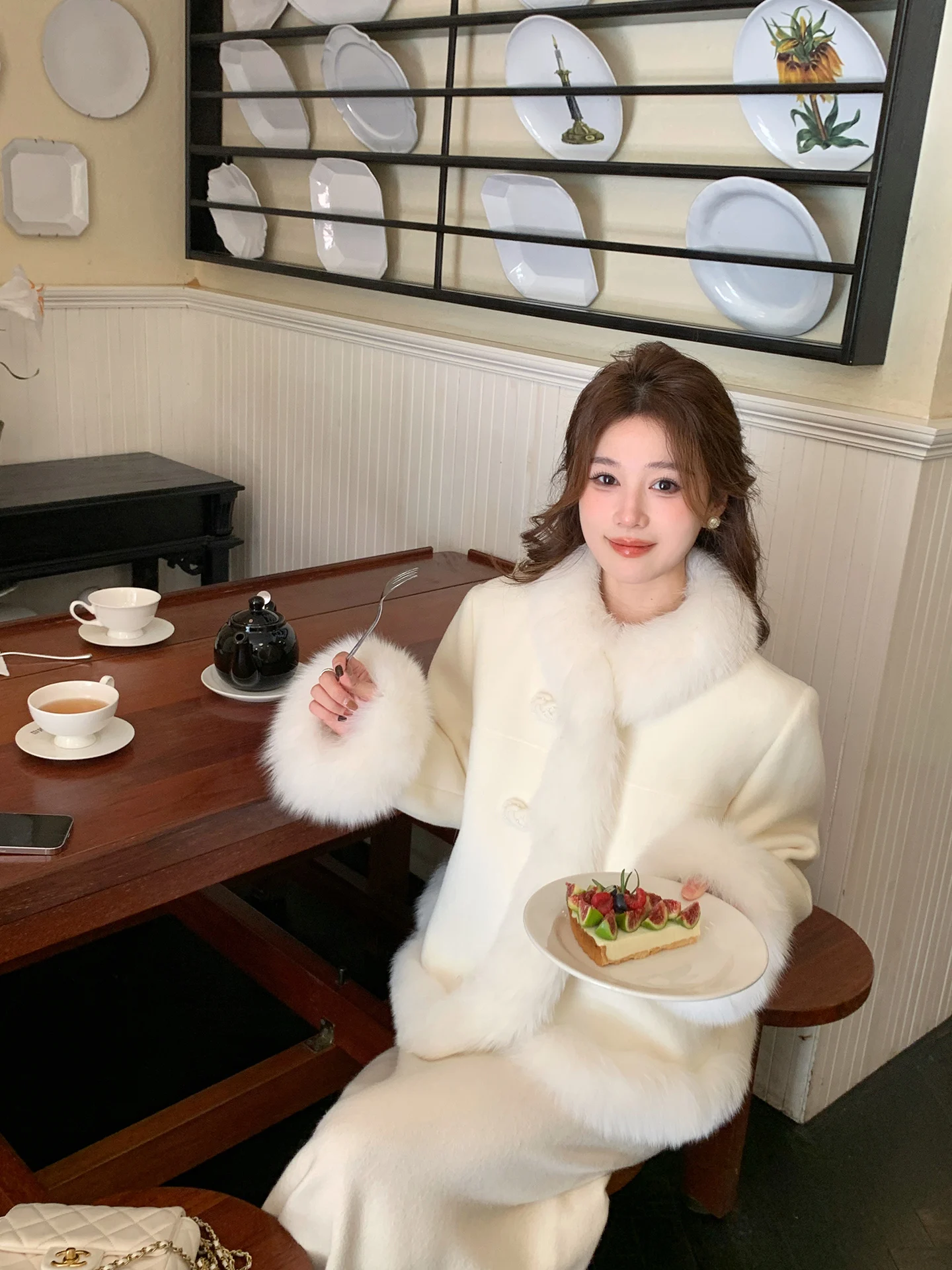 

Double-Sided Woolen Fur Coat Women's New Sle Goose down Traditional Chinese Sle Warm ort Coat for Daily Commuting A...