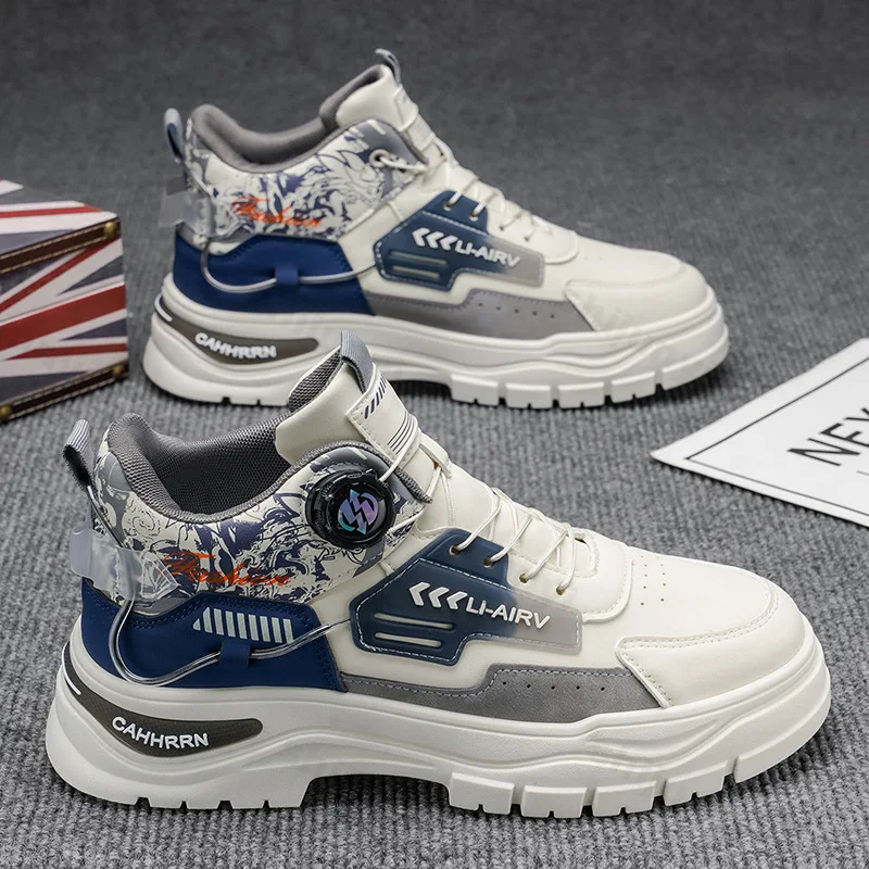 

Мужские ботильоны, осень 2024, повседневная кожаная обувь, удобная нескользящая уличная спортивная обувь с высоким берцем, модные повседневные короткие ботинки