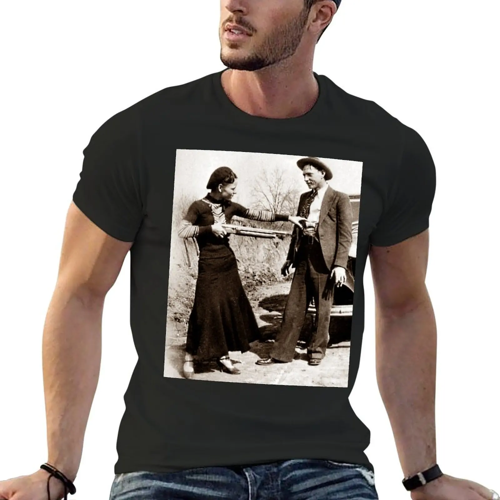 Bonnie and Clyde Fooling Around 1934 T-Shirt cotton graphic tees vintage anime shirt baggy shirts mens plain t shirts