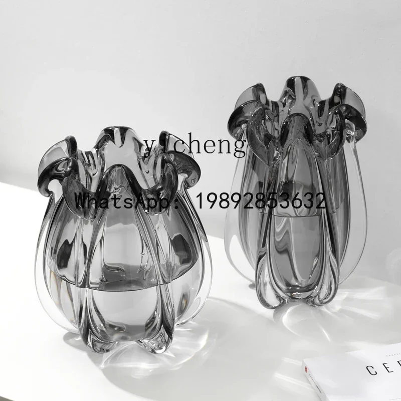 X2  light luxury  high-end glazed vase ornament living room flower  Nordic modern simple transparent water flower raising device