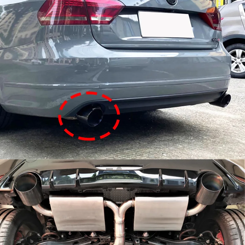 1Piece Car Black Stainless Steel Exhaust System Muffler Tip End Bevel Edge Outlet Universal Modified Exhaust Pipe Accessories