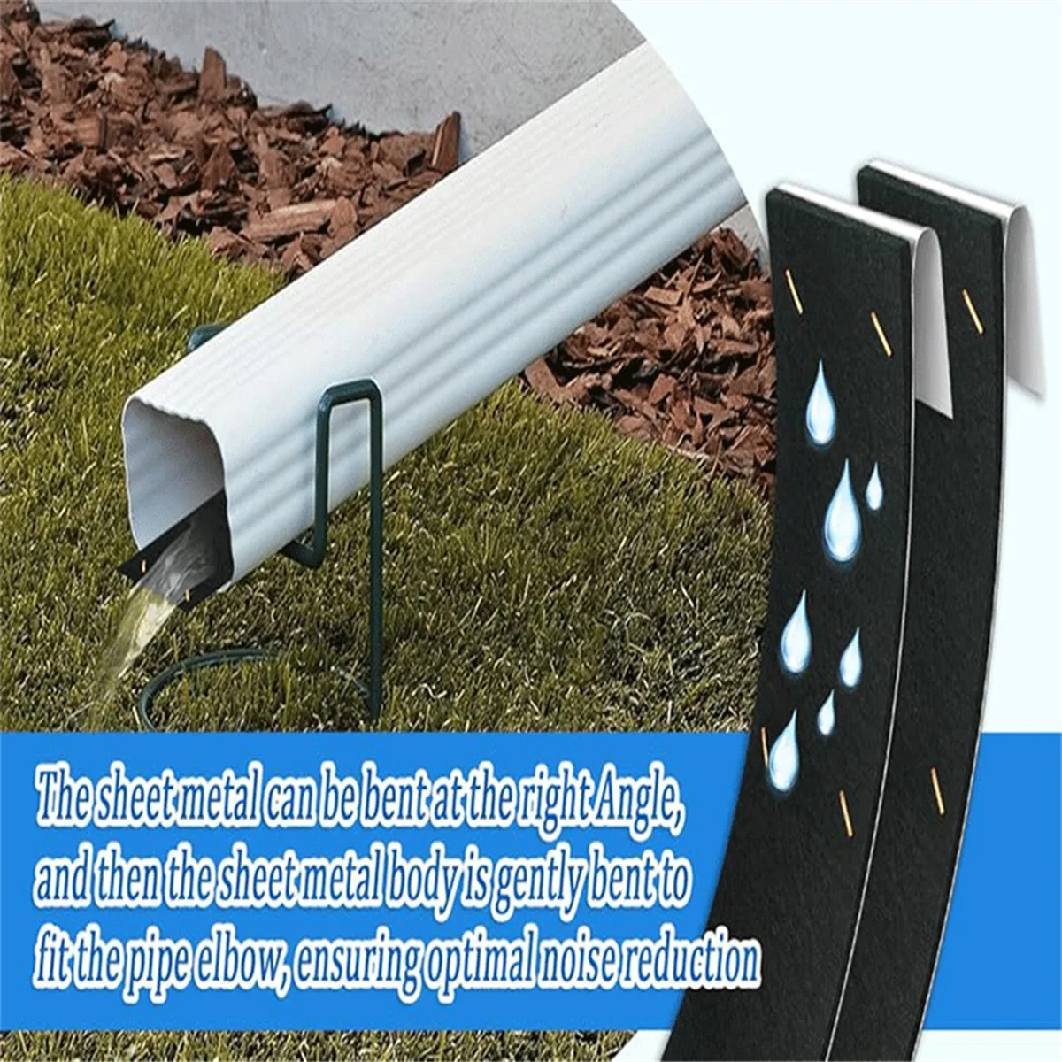 

A002 Gutter Noise Dampener- 2 Pack Rain Gutter Downspout Portable Gutter Adjustable Gutter Drip B