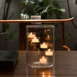 European Large Glass Candle Holder Candlelight Dinner Decoration Ornaments Creative Rotating Candle Holder Candle Household