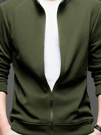 

Casual Long Sve Stand Collar Men's Cardigan Sweatirt Trendy Sportswear Spring Autumn Outerwear Polyester Nylon Spandex B...