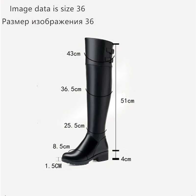 AIYUQI Women Thigh High Boots 2024 New Genuine Leather New Winter Women Over-the-knee Boots Wool Warm Large Size Women Boot