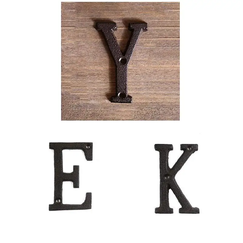 Metal Letters Numbers Cast Iron Decoration House Sign Doorplate DIY Cafe Wall CLH@8