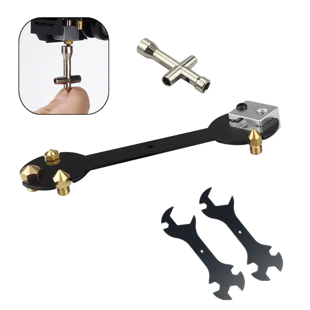 3D Printing Tool Wrench Steel Spanner Multifunction Wrench Flat Spanner Hexagonal Cross Wrench For E3D V6 Bambu X1 P1 A1 Nozzle