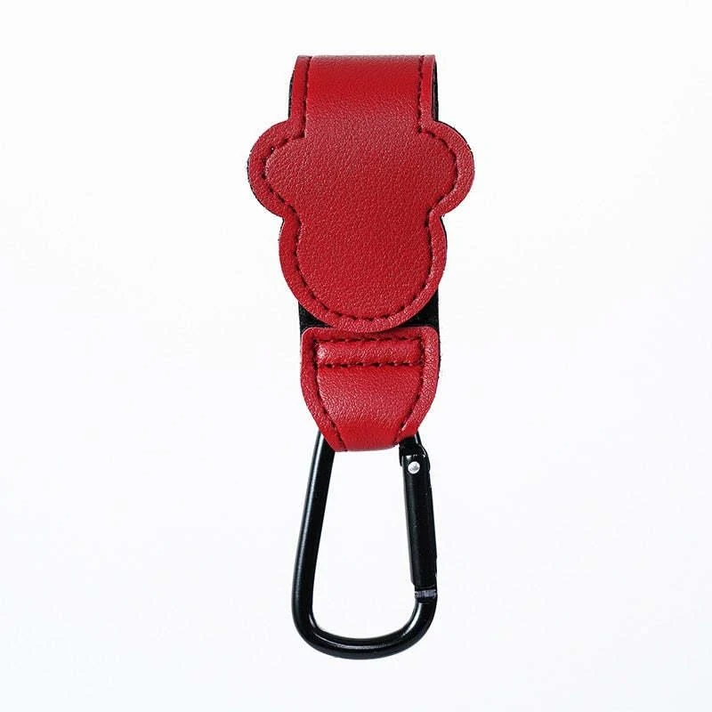 1/2/3/4Pcs Pu Leather Stroller Hooks, Portable Car Seat Carabiner Hook With Velcro Fastener
