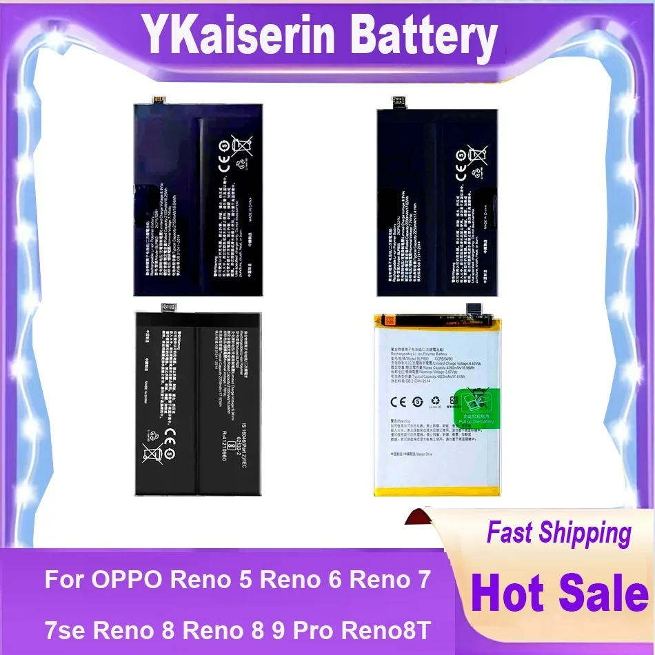 Battery For OPPO Reno 5 6 7 8 9 Pro 5G Lite 8T A1 7SE PFCM00 A74 4G F19 A95 High Quality Batteries + Track NO
