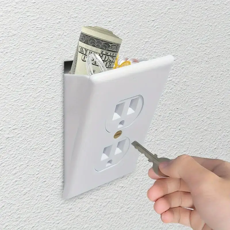 Creative Coin Cash And Small Items Hidden Wall Socket Storage Box Sight Secret Hide Pills Jewellery Security Container Stash