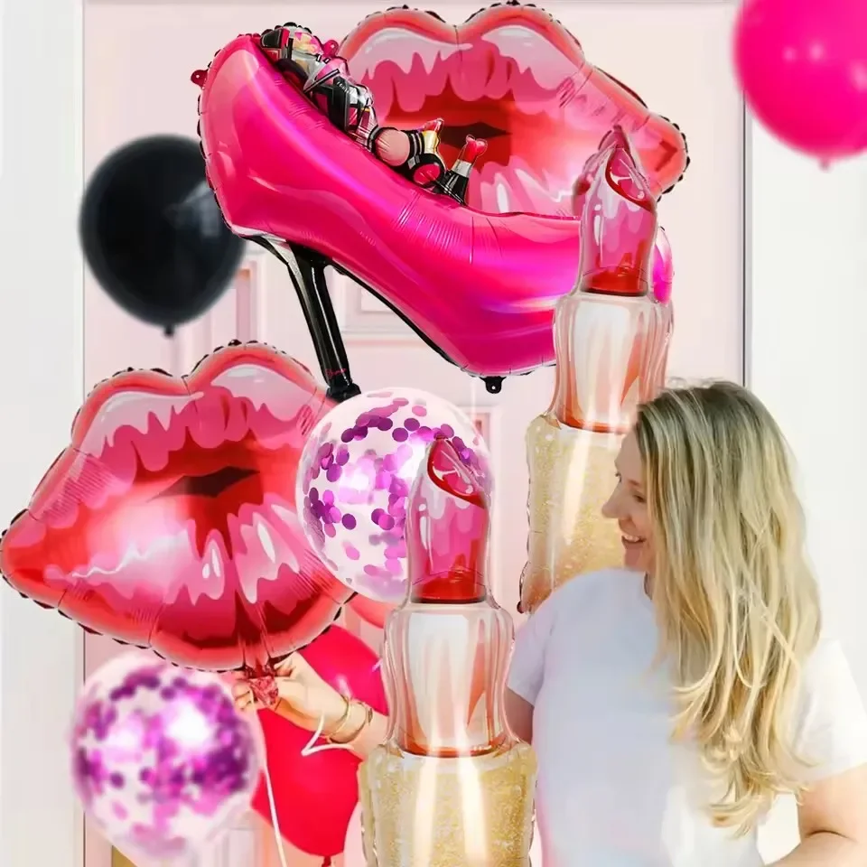 11pcs Love Foil Balloon Lipstick Red Lip Foil Balloon Anniversary Wedding Valentine's Day Birthday Party Decoration Bridal Ball view 3