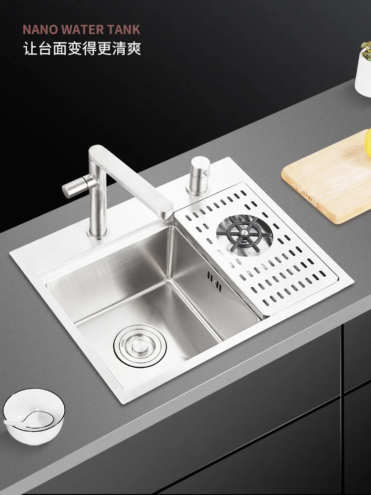 

Stainless steel sink cup washer nano handmade single slot countertop basin under countertop vegetable basin kitchen island bar s