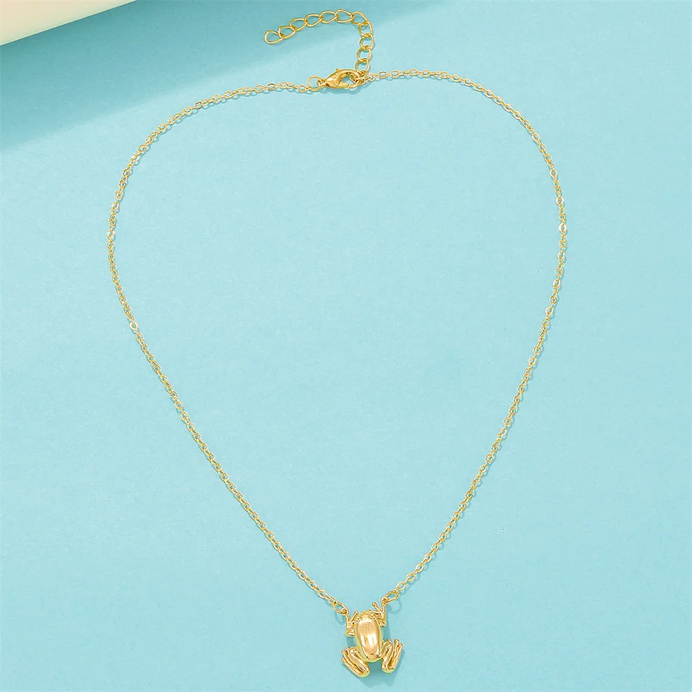 Vintage Frog Necklace for Women Men Creative Animal Pendant Clavicle Chain Choker Funny Jewelry Sets Accessories Party Gifts