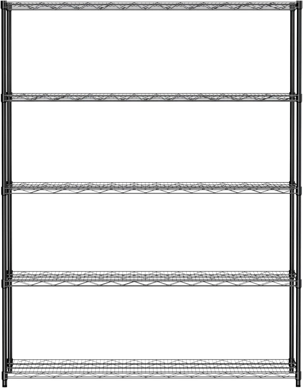 Warehouse,Supermarket,Kitchen,and Other 5-Layer Heavy-Duty Adjustable Shelves with Wheels and Adjustable feet,