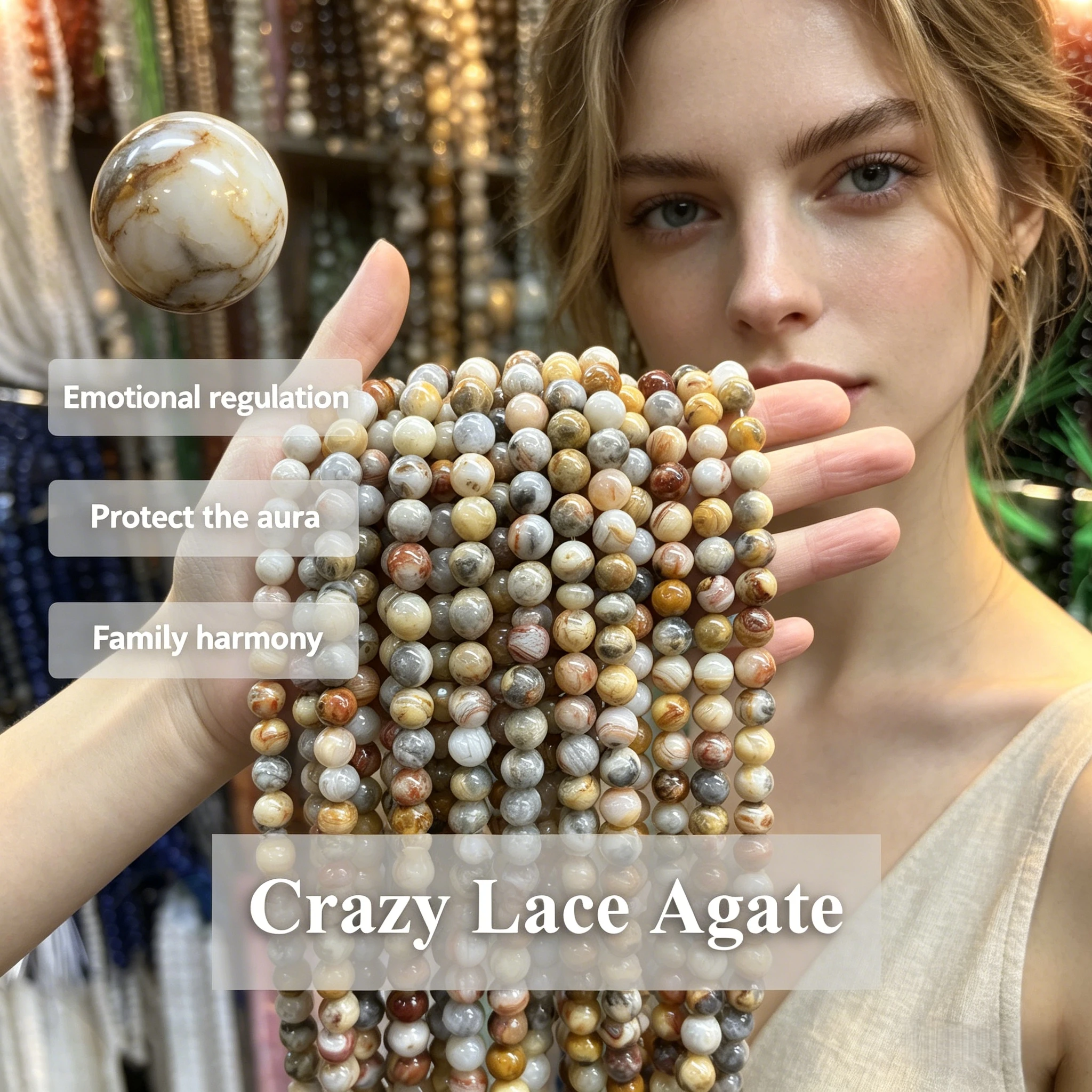 Natural Crazy Lace Agate Beads Round 4 6 8 10mm for DIY Beads Bracelet Necklace Making Handmade Exquisite New Jewelry Accesories