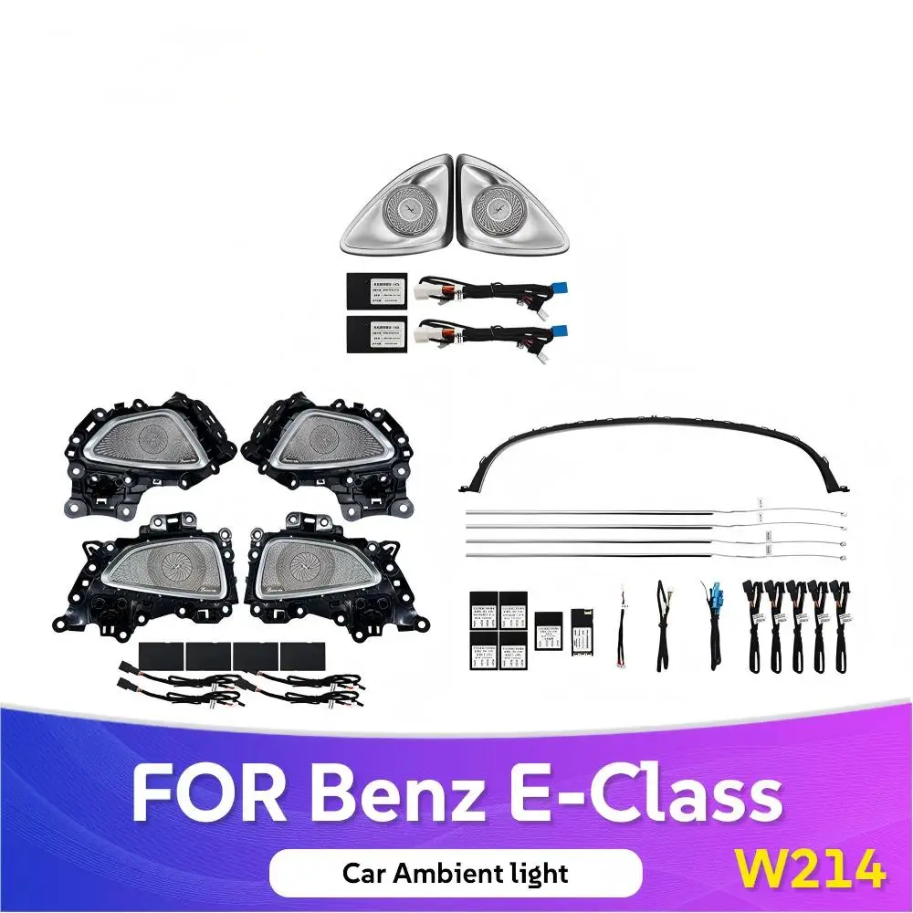 64 Colors RGB LED Bluetooth APP Control Automotive Interior Ambient Light Kit for 2023-2025 Mercedes Benz E Class W214