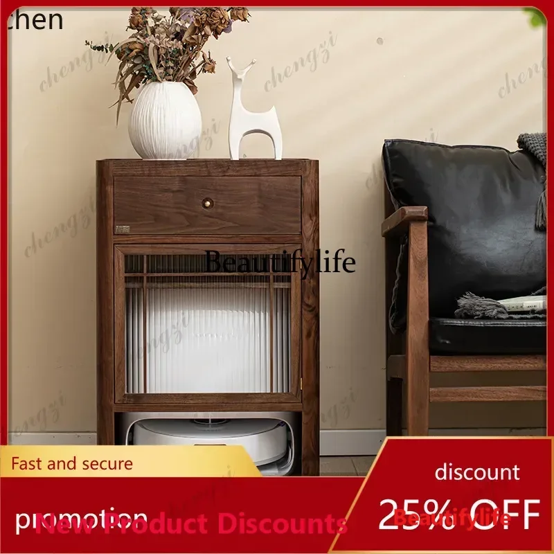 45 HT Robot Vacuum Cleaner Base Station Storage Cabinet Movable Sofa Side Cabinet Tea Cabinet Storage Rack