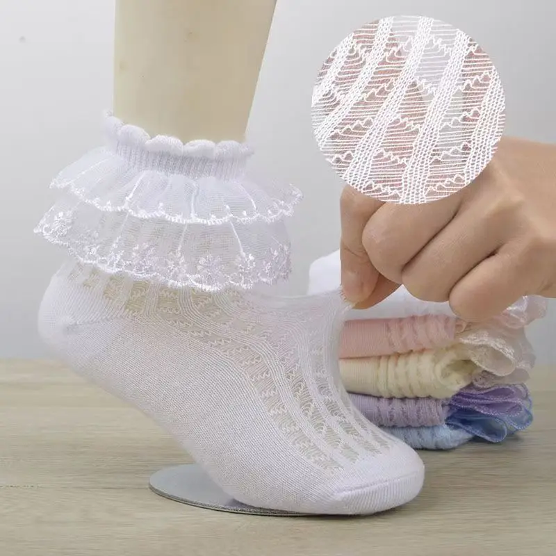 

Multicolor Cotton Lace Ankle Socks Summer Children's Thin Mesh Breathable Dance Short Sock Cute Princess Socks for Baby Girls