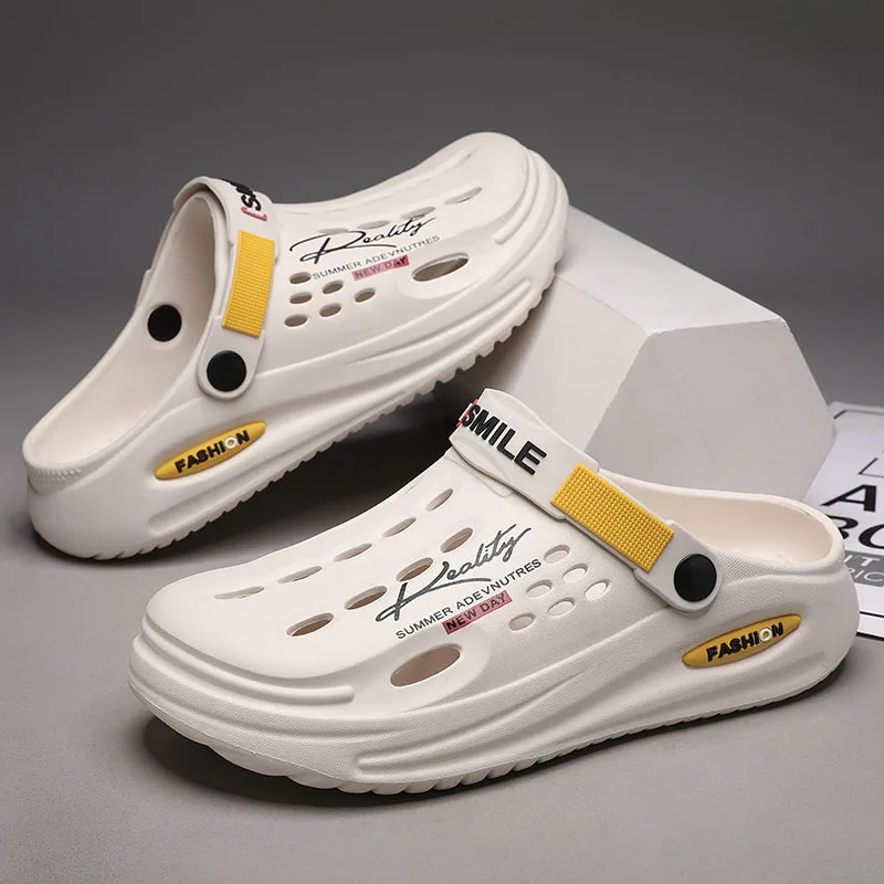 Men's Slippers EVA Hole Mens Mules Non-Slip Slippers thick Soft Platform Slide Fashion Comfortable Men's Sandals Summer Shoes image 5