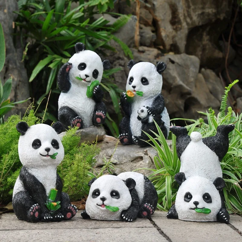 Simulation Panda Sculpture Outdoor Animal Statue for Garden & Lawn Decor Realistic Panda Ornament Cute Landscape Art for Yard