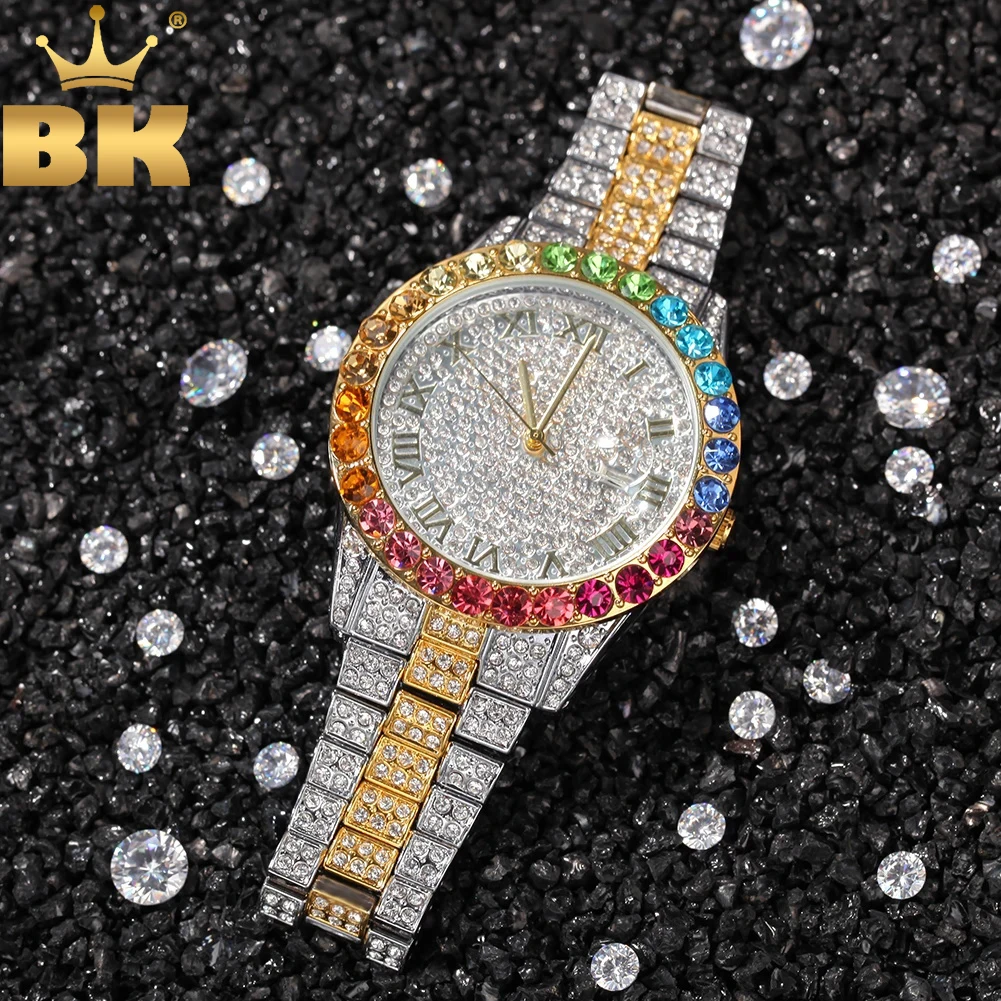 

TBTK Full Iced Out Austrian Rhinestone Waterproof Watch Men Women Luxury Fashion Wristwatch Top Brand Steel Band Dropshipping