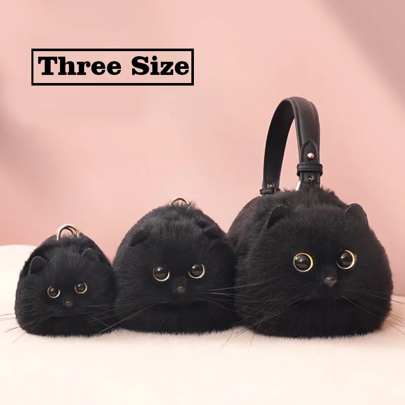 One Shoulder Bag Female Design Small Man Messenger Bag Versatile Hand Made Autumn and Winter Plush Cute Cat Bag