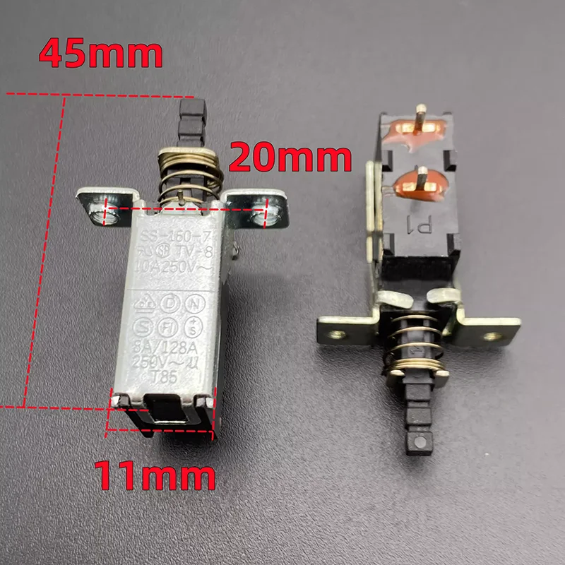 Original SS-160-7 two-pin self-locking power switch TV-8 Power amplifier box key Straight button 10A250V