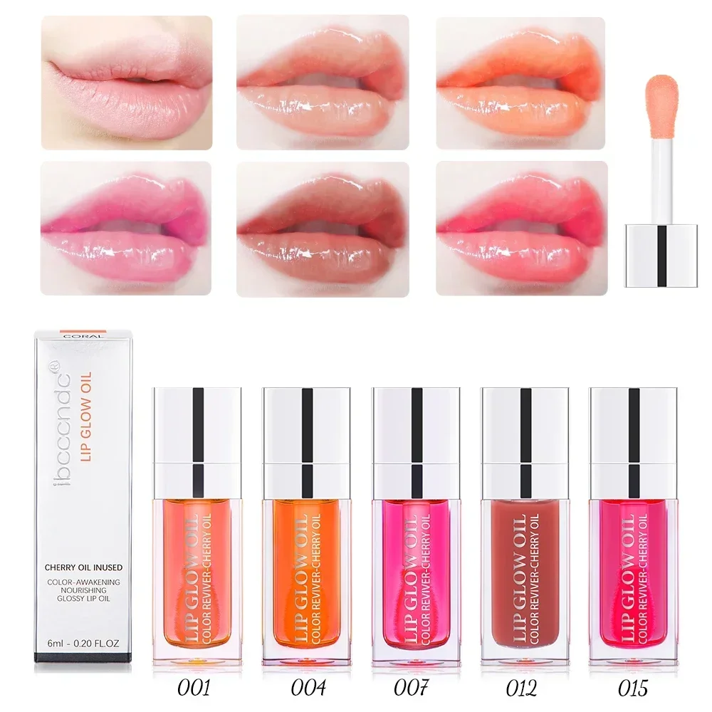 6ml Clear Fashion Lip Oil Crystal Jelly Lasting Moisturizing Lip Plumper Lip Gloss Sexy Plump Glow Oil Tinted Lips Cosmetics