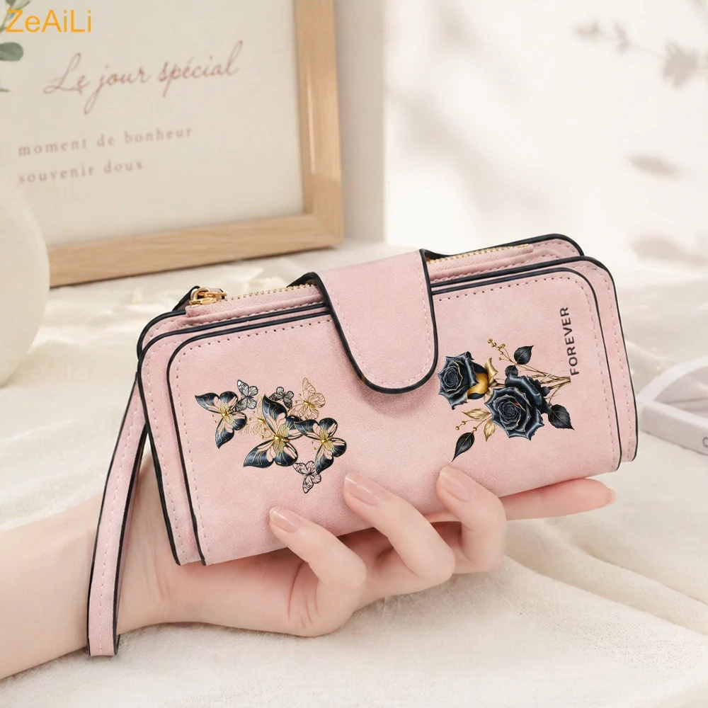 Sunflower Butterfly Pastoral Wind Damen-Geldbörsen aus Leder für Damen, langer Reißverschluss, große Damen-Clutch-Tasche, Damen-Geldbörse, Kartenhalter – Detail 10