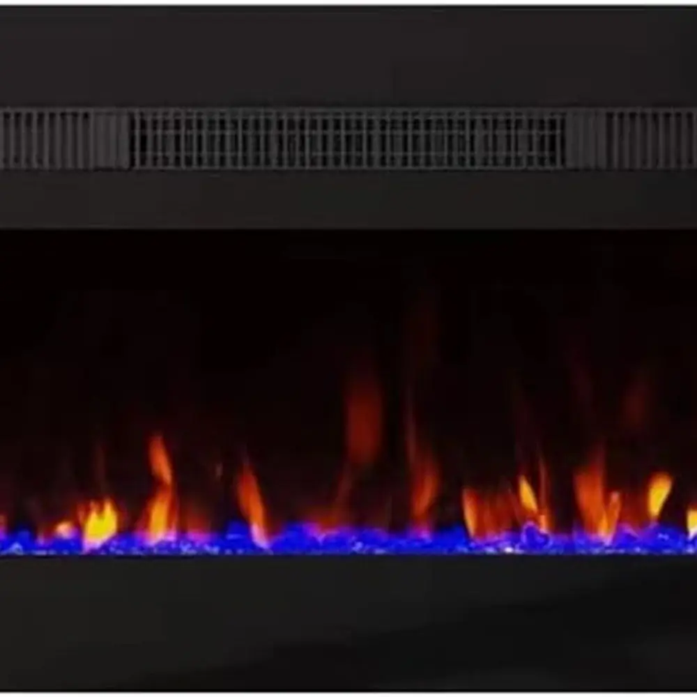 Chimenea eléctrica de pared de 50 pulgadas con control remoto, temporizador, pantalla táctil y colores y velocidad de llama ajustables