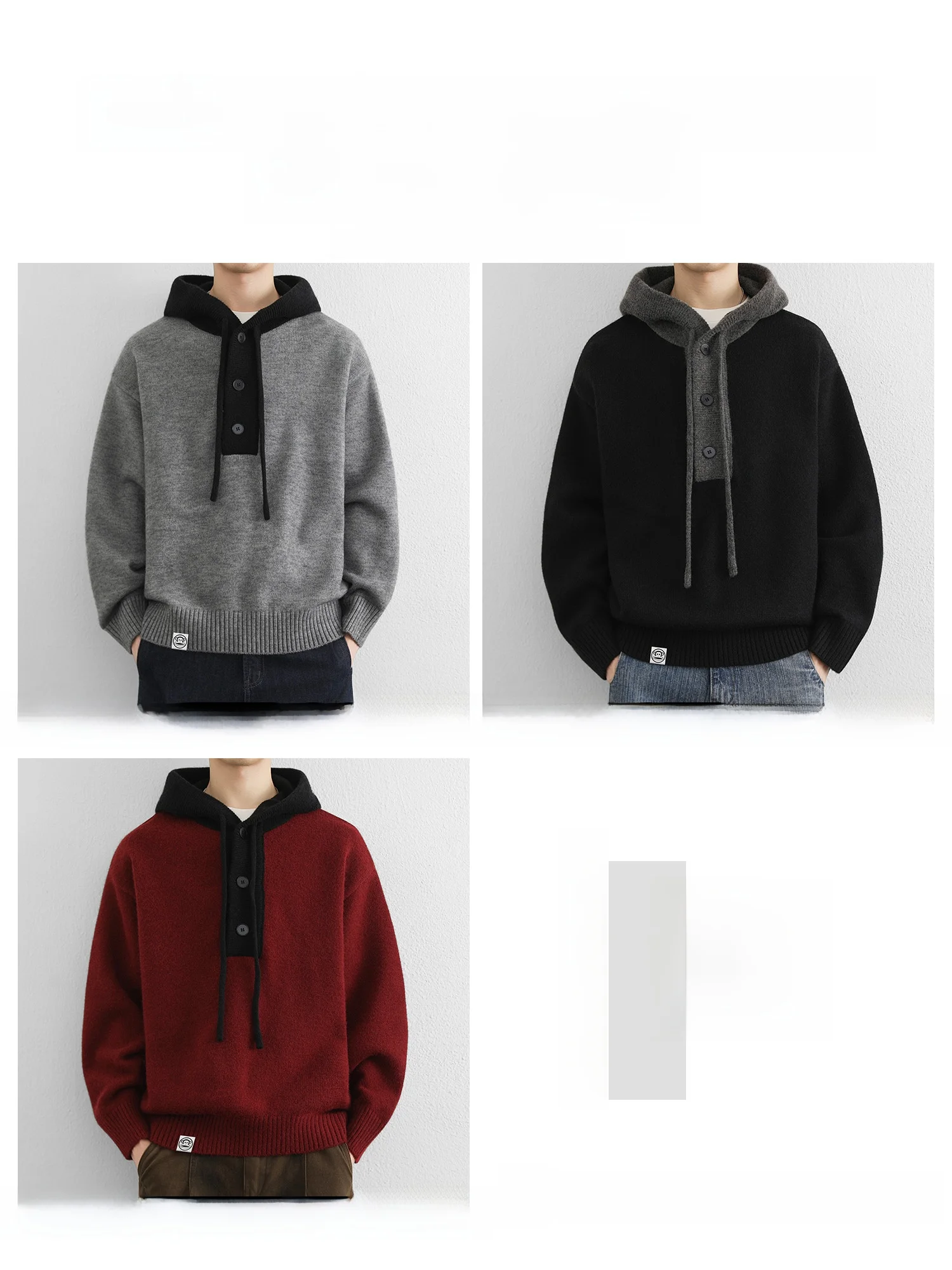 PaulFrank M Hoodie Knitted Sweater Casual Warm Spring Red Big Mouth Monkey Lazy Top Button up Long Sve Polyester Blend