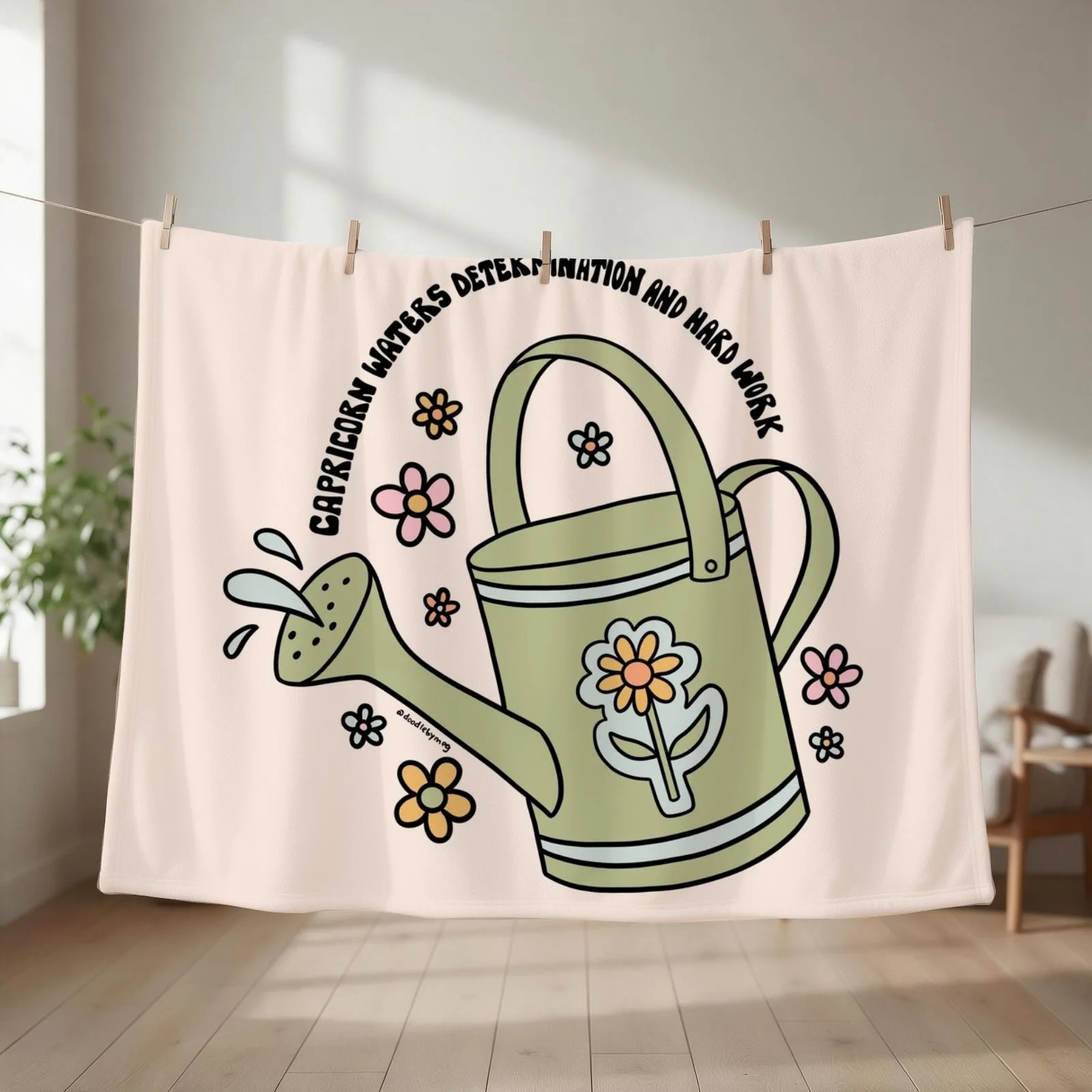 Capricorn Watering Can Throw Blanket couch cozy soft plush fuzzy picnic outdoor blanket
