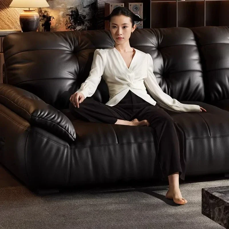 

Диваны и кресла для гостиной, мебель для дома, диван из натуральной кожи, роскошный итальянский ретро-диван для гостиной, Black Clouds