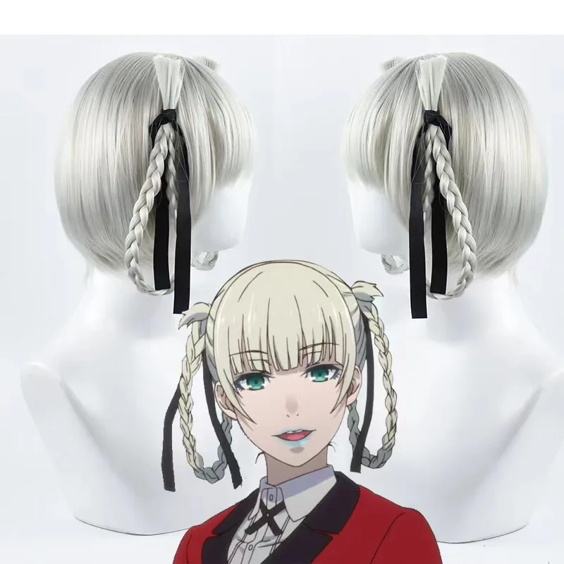 Kirari Cosplay Anime Kakegurui Kirari Momobami przebranie na karnawał mundurek szkolny garnitury peruka kostiumy na Halloween peruki dla kobiet dziewczyn