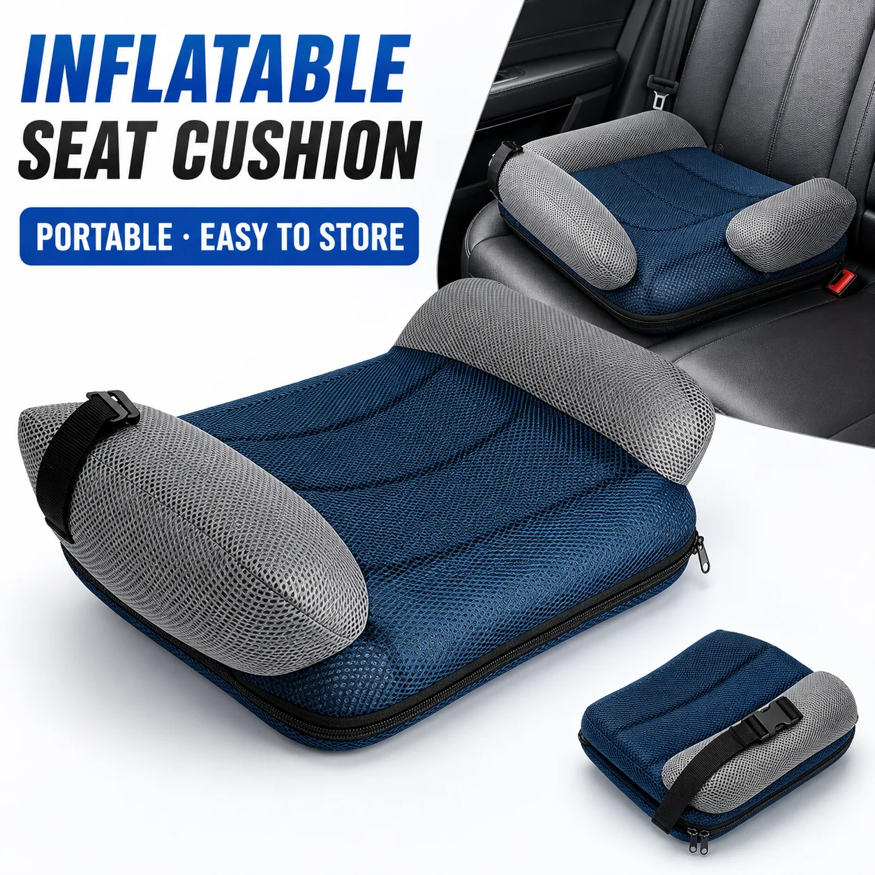 Travel Accessories For 4 Year Old - Inflatable Car Booster Seat Height Pad