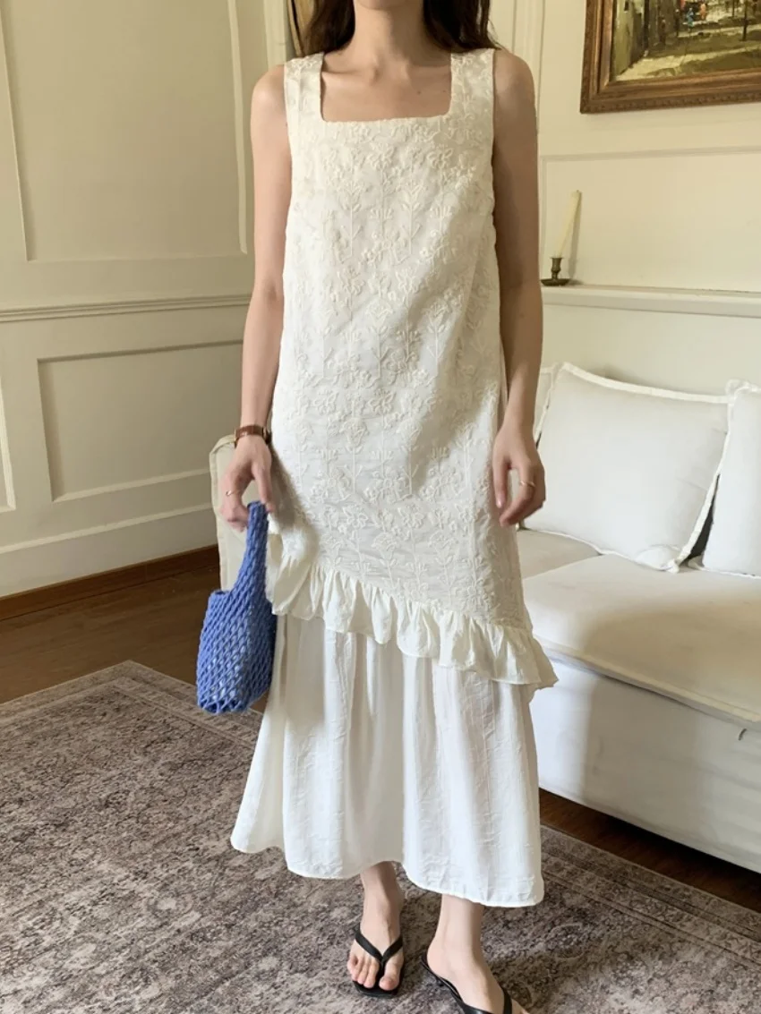 

Alien Kitty Daily Casual Maxi Dress Women Holiday Summer New Square Collar 2025 Gentle Chic Slim Florals 2025 Loose Sweet Girls