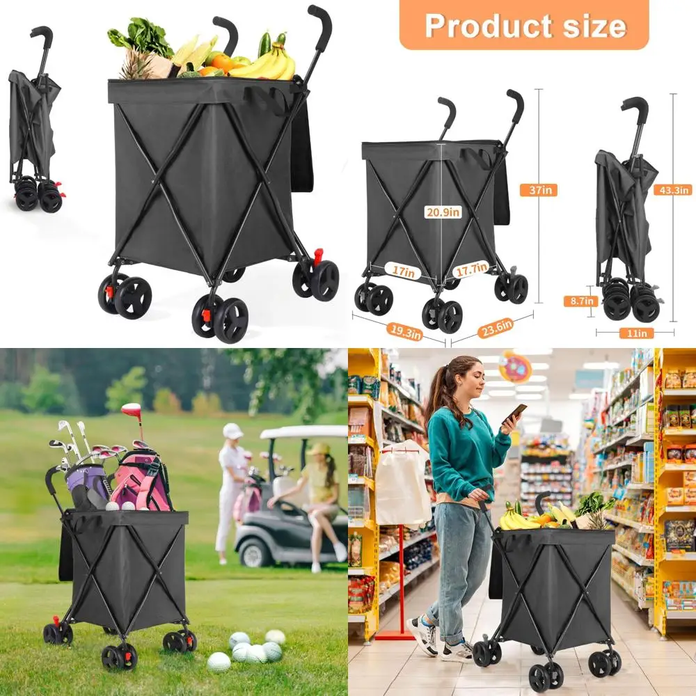 

Heavy-Duty Collapsible Folding Utility Wagon with Large Capacity for Beach and Outdoor Adventures, 330lbs Load Bearing
