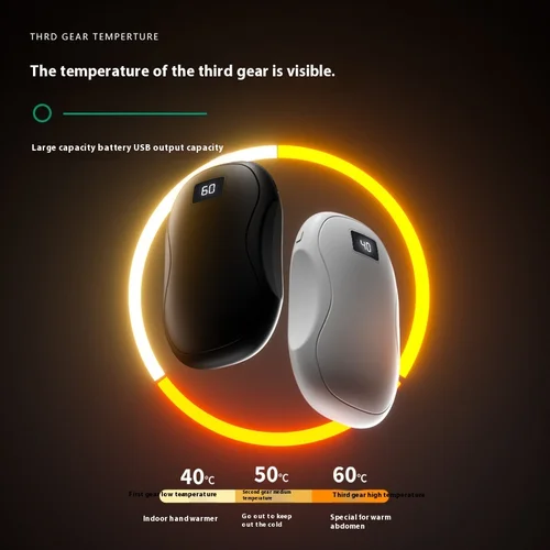 2X USB 핸드 워머 보조배터리 히팅 워머, 3 기어 조절식 과열 보호, 3500mAh 보조배터리 디지털 디스플레이  Best5