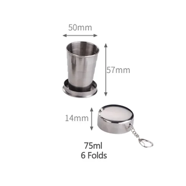 75ml/150ml/250ml Folding Cup Stainless Steel Folding Cup Portable Outdoor Travel Camping Telescopic Water Coffee Handcup