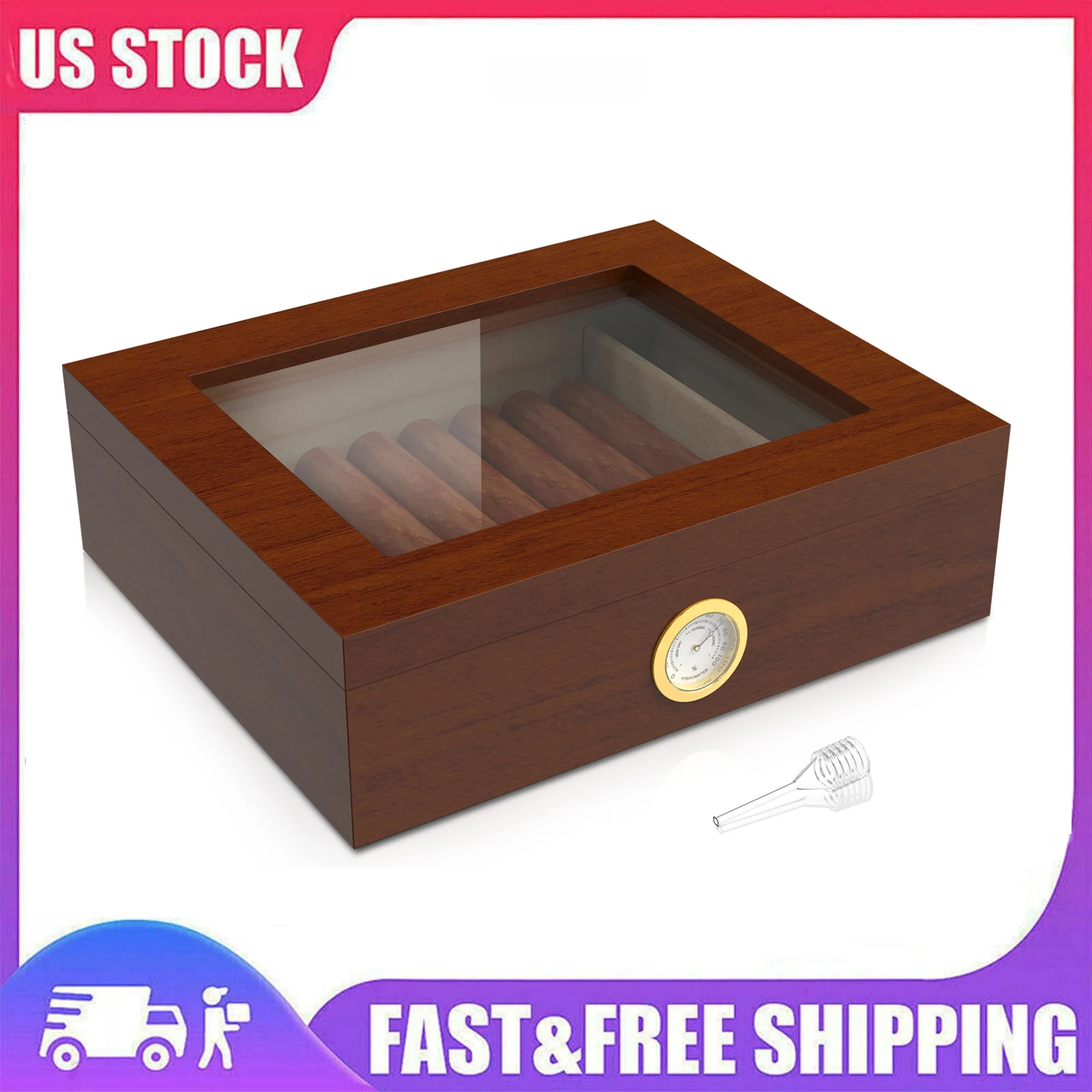 

Cedar Wood Cigar Humidor Sealed Storage Cigar Humidor Box with Humidifier Hygrometer Removable Compartments Wooden Cigar Humidor